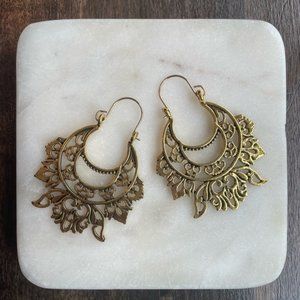 Gold Floral Hoop Earrings